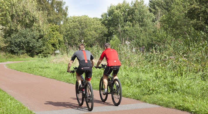 Fietsers in recreatiegebied Gaasperplas